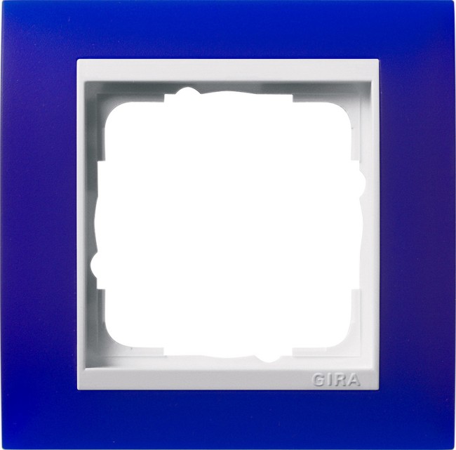 211399 - Gira Event Рамка на 1 пост, полупрозрачная синяя матовая, центральная вставка белая