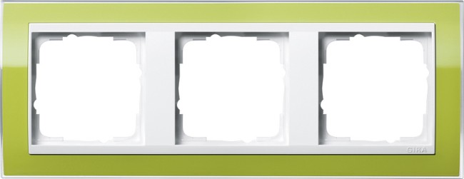 213743 - Gira Event Clear Рамка на 3 поста, зелёная глянцевая, центральная вставка белая