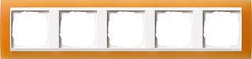 215397 - Gira Event Рамка на 5 постов, полупрозрачная оранжевая матовая, центральная вставка белая