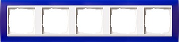 215399 - Gira Event Рамка на 5 постов, полупрозрачная синяя матовая, центральная вставка белая