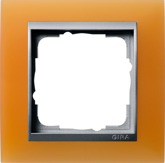 21153 - Gira Event Рамка на 1 пост матовая оранжевая, центральная вставка алюминий