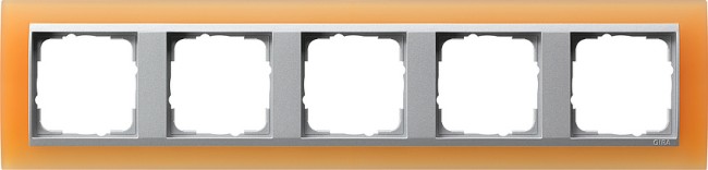 21553 - Gira Event Рамка на 5 постов матовая оранжевая, центральная вставка алюминий