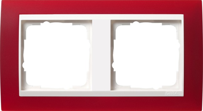 212398 - Gira Event Рамка на 2 поста, полупрозрачная красная матовая, центральная вставка белая