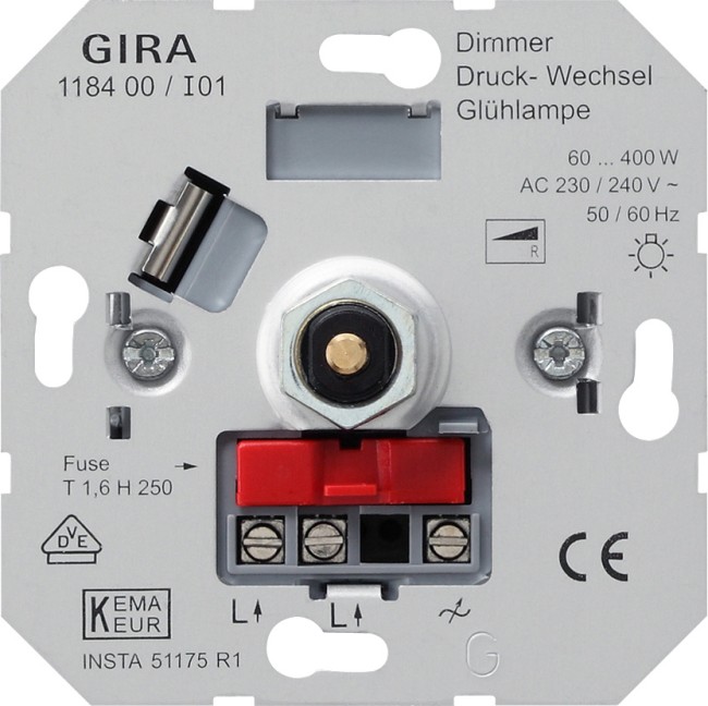 118400 - Gira Механизм светорегулятора поворотн. для л/н 60-400 Вт 230В~
