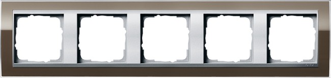 215766 - Gira Event Clear Рамка на 5 постов, коричневая глянцевая, центральная вставка алюм.