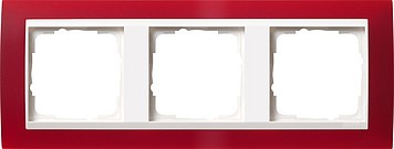 213398 - Gira Event Рамка на 3 поста, полупрозрачная красная матовая, центральная вставка белая