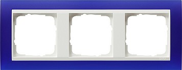 213399 - Gira Event Рамка на 3 поста, полупрозрачная синяя матовая, центральная вставка белая