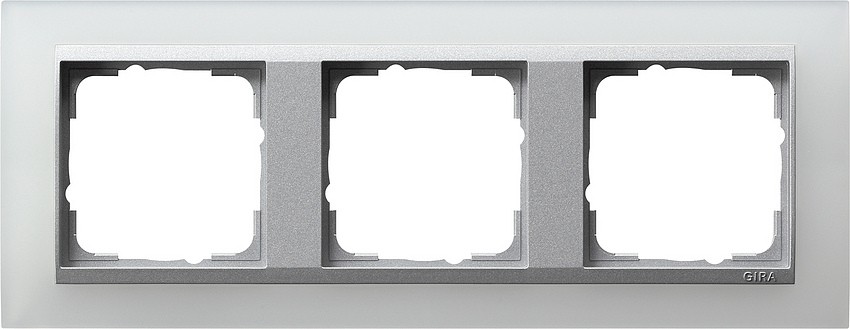 21350 - Gira Event Рамка на 3 поста, полупрозрачная белая матовая, центральная вставка алюм.