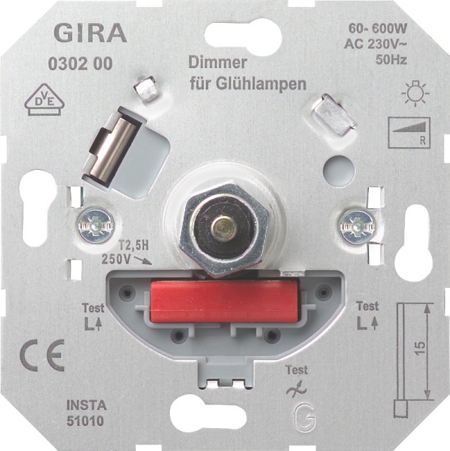 30200 - Gira Механизм светорегулятора поворотн. 60-600Вт 230В~