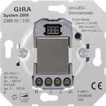 238500 - Gira System 2000 Механизм кнопочного светорегулятора для диммируемых светодиодных ламп