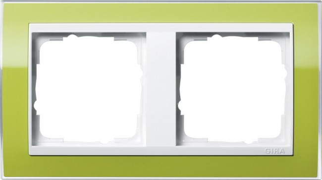 212743 - Gira Event Clear Рамка на 2 поста, зелёная глянцевая, центральная вставка белая
