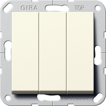 283001 - Gira System55 Выключатель "Британский стандарт" 3-клав., глянц. кремовый