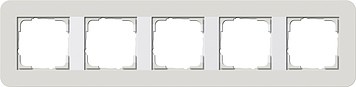 215411 - Gira E3 Рамка на 5 постов, светло-серый/бел. глянцевый