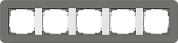 215413 - Gira E3 Рамка на 5 постов, темно-серый/бел. глянцевый