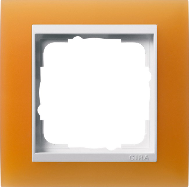 211397 - Gira Event Рамка на 1 пост, полупрозрачная оранжевая матовая, центральная вставка белая