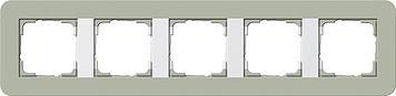 215415 - Gira E3 Рамка на 5 постов, серо-зеленый/бел. глянцевый