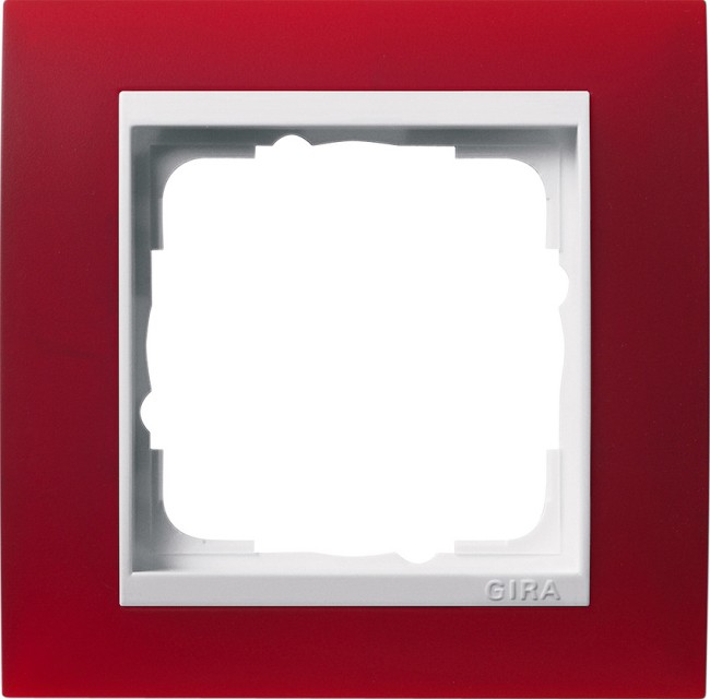 211398 - Gira Event Рамка на 1 пост, полупрозрачная красная матовая, центральная вставка белая