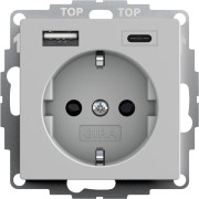 2459015 - Gira Розетка с з/к,  с USB зарядным устройством тип A+C, серый матовый