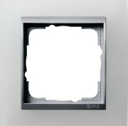 21150 - Gira Event Рамка на 1 пост, полупрозрачная белая матовая, центральная вставка алюм.