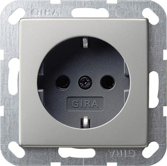 188600 - Gira System55 Розетка 2К+З 16 А, 250 В, сталь
