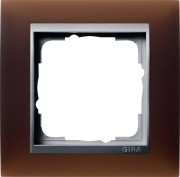 21159 - Gira Event Рамка на 1 пост, матовая темно-коричневая, центральная вставка алюминий