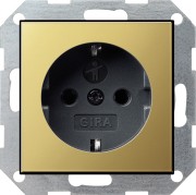 453604 - Gira System55 Розетка со шторками 2K+З; 16А; 250В~, латунь/антрацит