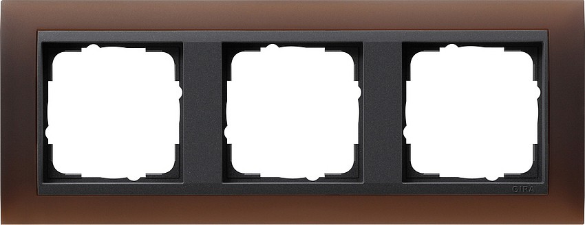 21313 - Gira Event Рамка на 3 поста, матовый темно-коричневый, центральная вставка антрацит