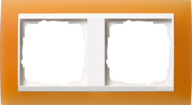 212397 - Gira Event Рамка на 2 поста, полупрозрачная оранжевая матовая, центральная вставка белая
