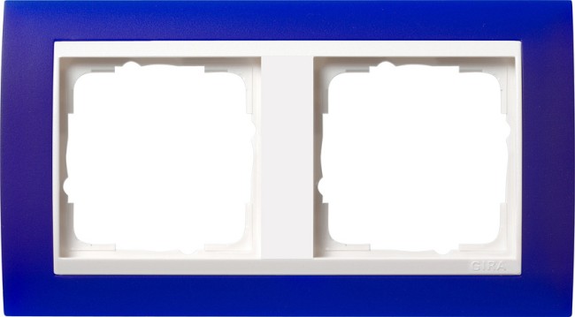 212399 - Gira Event Рамка на 2 поста, полупрозрачная синяя матовая, центральная вставка белая