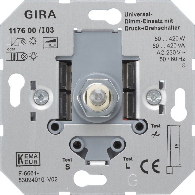 117600 - Gira Универсальный светорегулятор поворотный 50-420 Вт