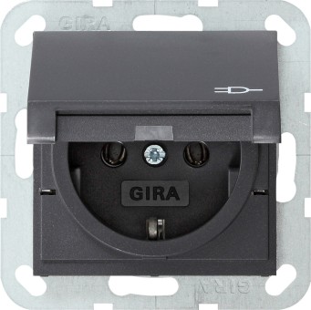 45428 - Gira System55 Розетка с крышкой 2K+З; 16А; 250В~, антрацит