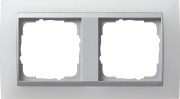 21250 - Gira Event Рамка на 2 поста, полупрозрачная белая матовая, центральная вставка алюм.