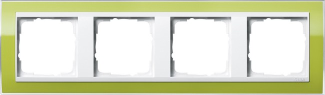 214743 - Gira Event Clear Рамка на 4 поста, зелёная глянцевая, центральная вставка белая