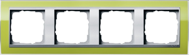 214746 - Gira Event Clear Рамка на 4 поста, зелёная глянцевая, центральная вставка алюм.