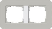 212412 - Gira E3 Рамка на 2 поста, серый/бел. глянцевый