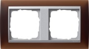 21259 - Gira Event Рамка на 2 поста, матовая темно-коричневая, центральная вставка алюминий