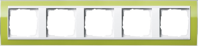 215743 - Gira Event Clear Рамка на 5 постов, зелёная глянцевая, центральная вставка белая