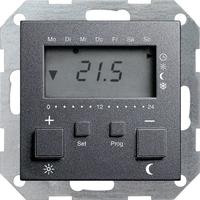 237028 - Gira System55 Термостат 230В~ с таймером  и функцией охлаждения, антрацит