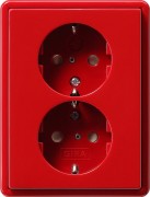 78343 - Gira Двойная розетка с з/к в комплекте с рамкой красный