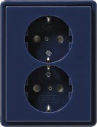 78346 - Gira Двойная розетка с з/к в комплекте с рамкой синий