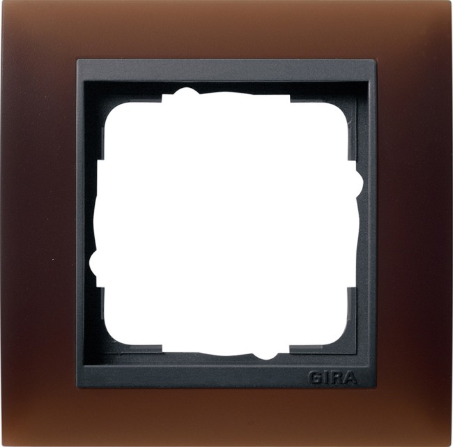 21113 - Gira Event Рамка на 1 пост, матовый темно-коричневый, центральная вставка антрацит