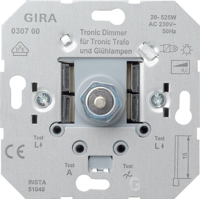 30700 - Gira Механизм светорегулятора поворотн. электронн.  Tronic 20-525Вт 230В~
