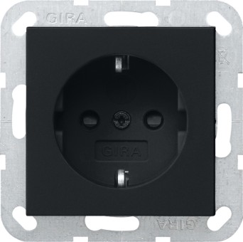 453005 - Gira System55 Розетка со шторками 2К+З 16А, 250 В, черная матовая
