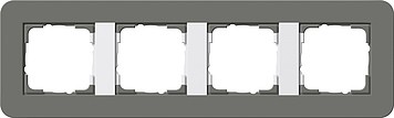 214413 - Gira E3 Рамка на 4 поста, темно-серый/бел. глянцевый