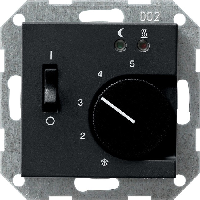 394005 - Gira System55 Терморегулятор с подогревом пола, черный матовый