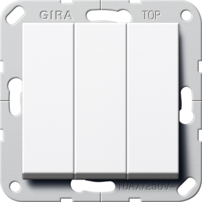 283003 - Gira System55 Выключатель "Британский стандарт" 3-клав., глянц.белый